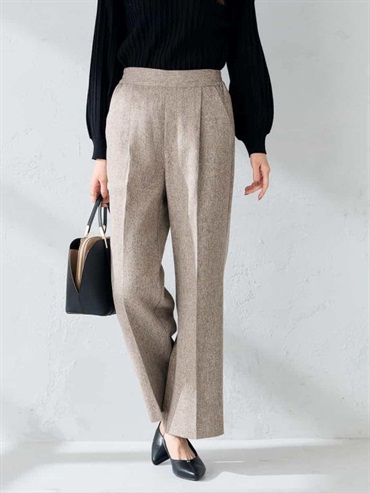 仿粗花呢直筒褲(米色(82)/36)