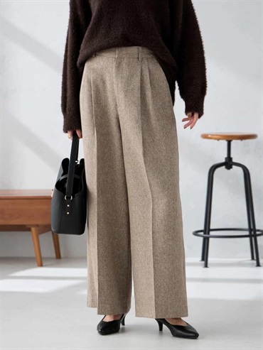 仿粗花呢寬褲(米色(82)/36)