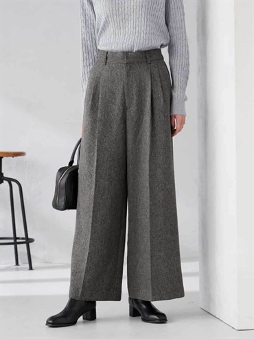 仿粗花呢寬褲(深灰色(93)/36)