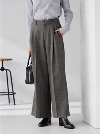 仿粗花呢寬褲