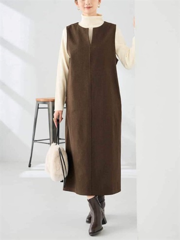 千鳥格紋吊帶裙(棕色(87)/38)