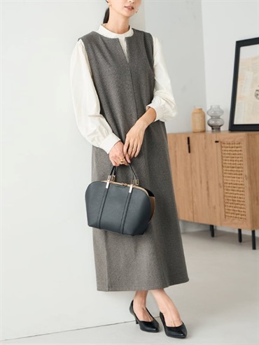 千鳥格紋吊帶裙(黑色(94)/38)