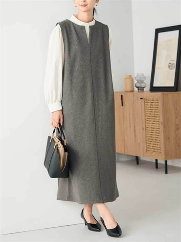 千鳥格紋吊帶裙