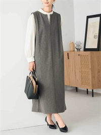 千鳥格紋吊帶裙