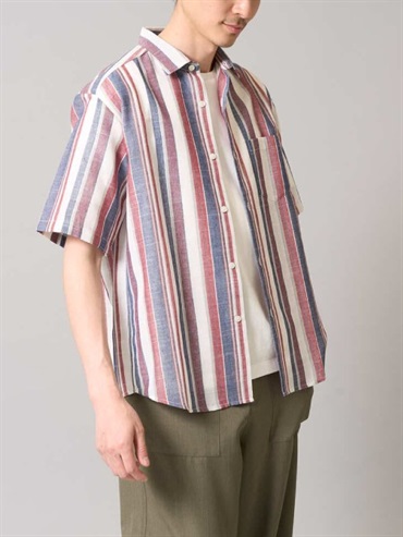 多色條紋寬版襯衫