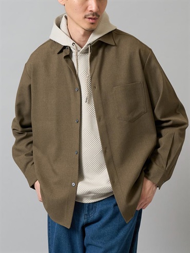 寬版剪裁襯衫(咖啡色(86)/46)