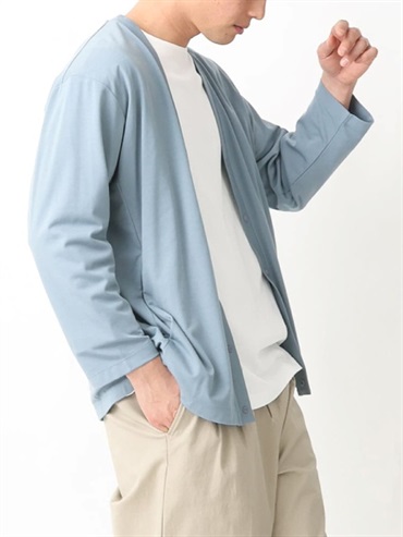 清爽觸感開襟衫(天藍色(50)/46)