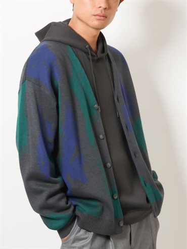 緹花寬版針織開襟衫(深灰色(93)/46)