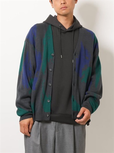 緹花寬版針織開襟衫