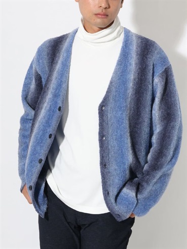 漸層條紋寬鬆開衫(藍色(55)/46)