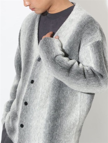 漸層條紋寬鬆開衫(深灰色(93)/46)