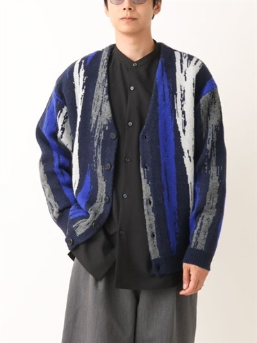 繪畫圖案寬鬆剪裁開襟外套(海軍藍(57)/46)