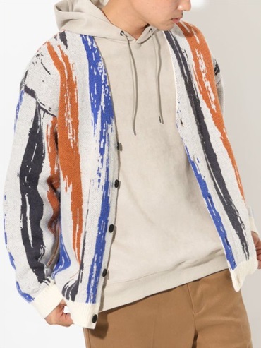 繪畫圖案寬鬆剪裁開襟外套(米白色(80)/46)