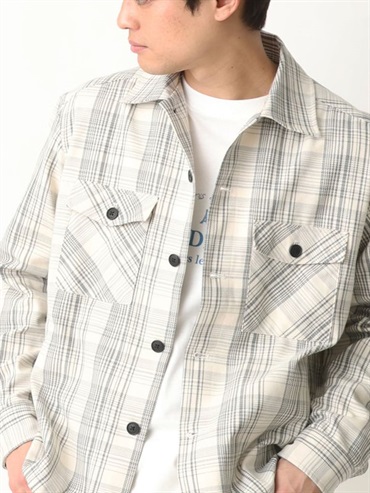 格紋寬版夾克(淺灰色(91)/46)