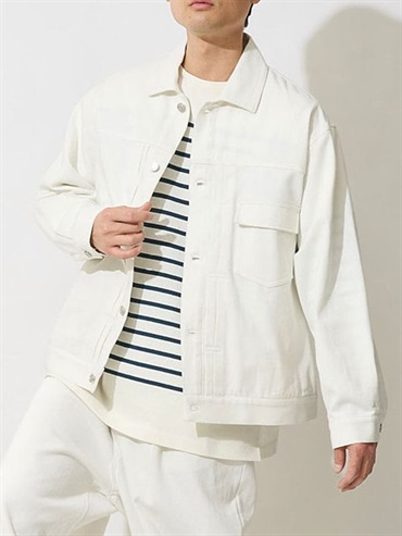 寬鬆版型牛仔外套(白色(90)/46)