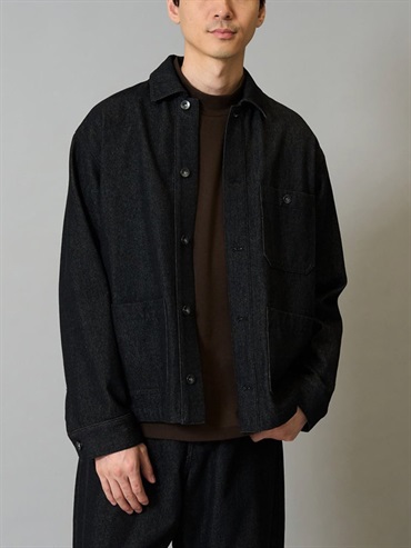 寬版牛仔工作外套(黑色(94)/46)