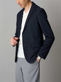 牛仔風格感彈性修身西裝外套