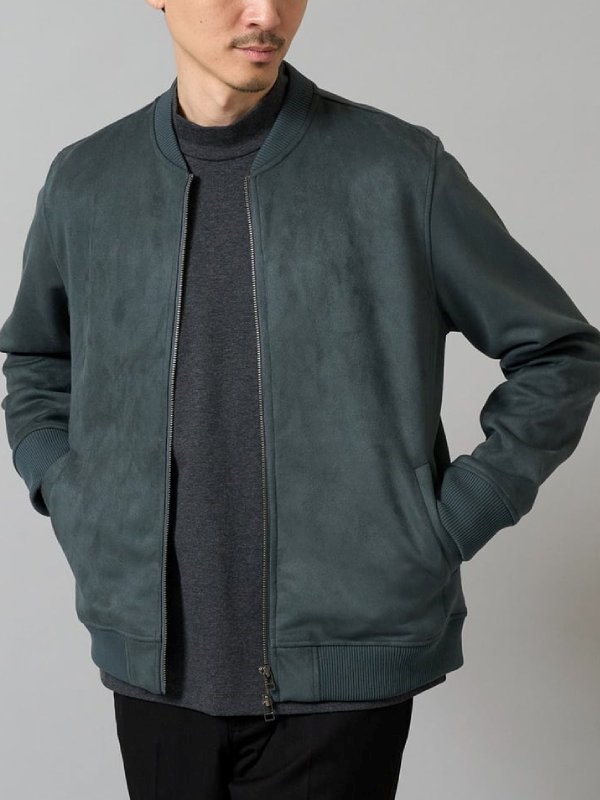 仿麂皮羅紋短版外套(綠色(35)/46)