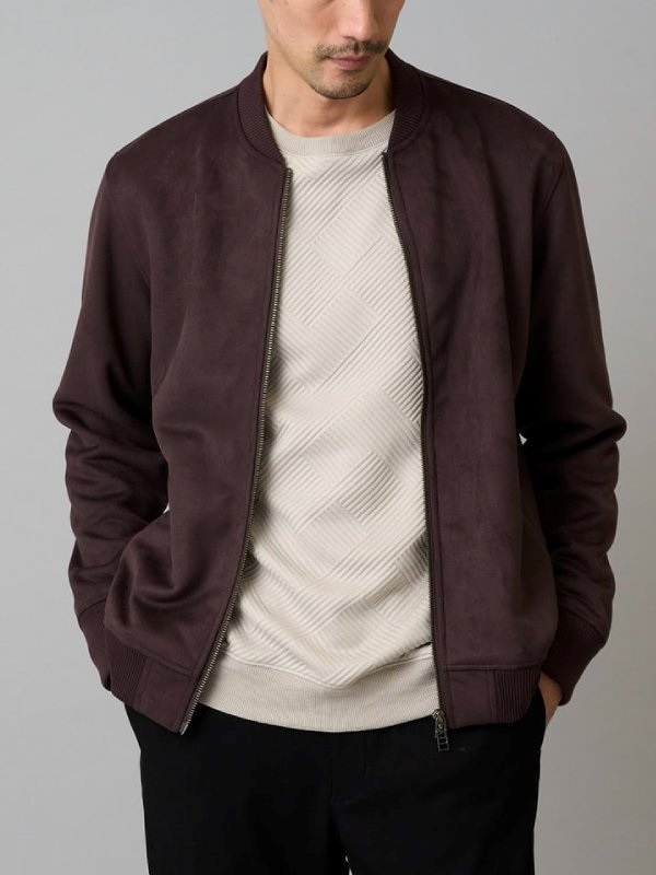 仿麂皮羅紋短版外套(棕色(87)/46)