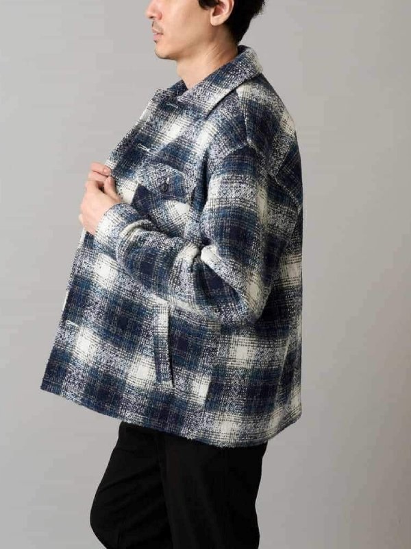 粗花呢格紋外套(藍色(55)/46)