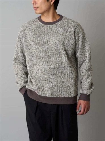 毛呢抓絨寬版套頭衫(米色(82)/46)