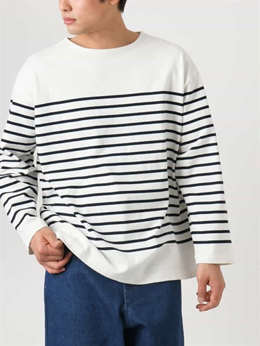 拼接海軍風條紋棉T恤(海軍藍(57)/46)