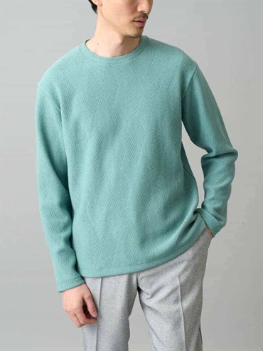 幾何浮紋提花針織上衣(淺綠色(30)/46)