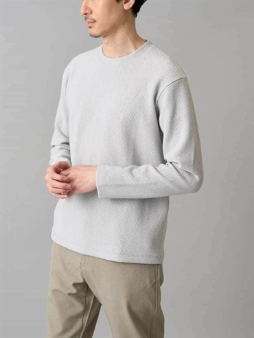 幾何浮紋提花針織上衣(淺灰色(91)/46)