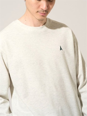 羅紋雙面織刺繡圓領上衣(淺灰色(91)/46)