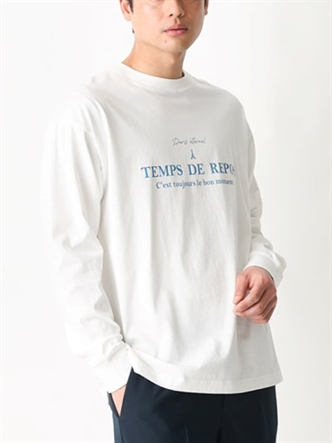 PARIS圖案印刷寬鬆長袖T恤(藍色(55)/46)