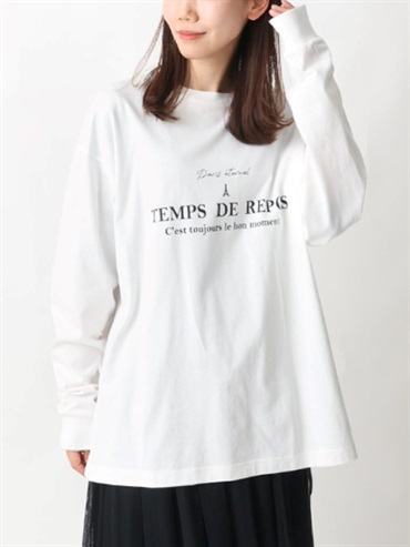 PARIS圖案印刷寬鬆長袖T恤(黑色(94)/46)