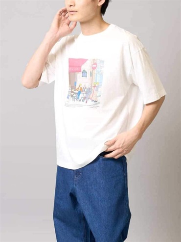 插畫師聯名印花寬版剪裁上衣