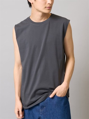 無袖棉質上衣(深灰色(93)/46)