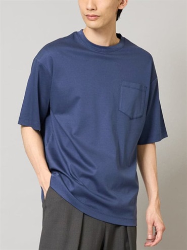 絲光平滑寬版剪裁上衣(藍色(55)/46)