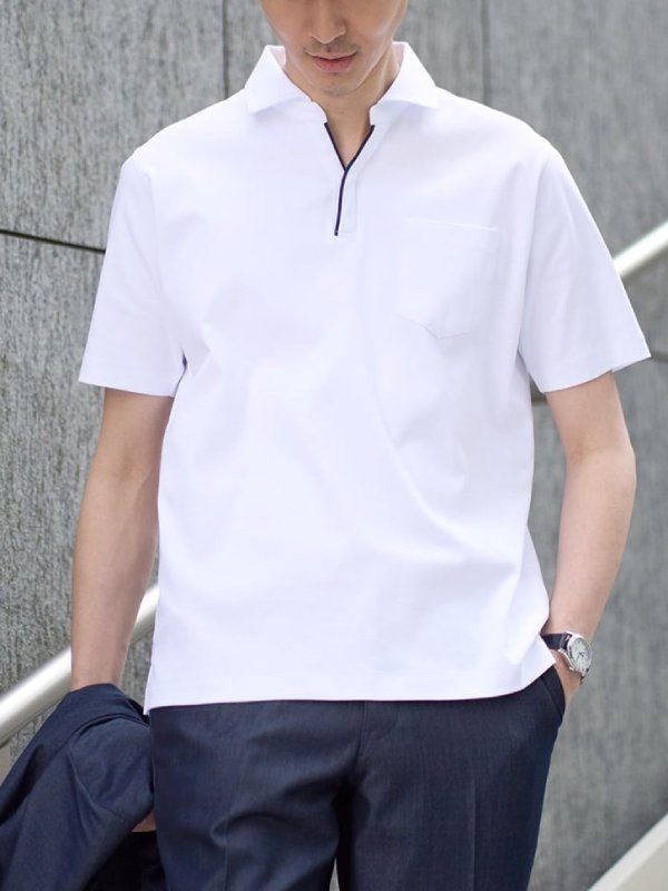 絲光滑順布 Polo 衫(白色(90)/46)