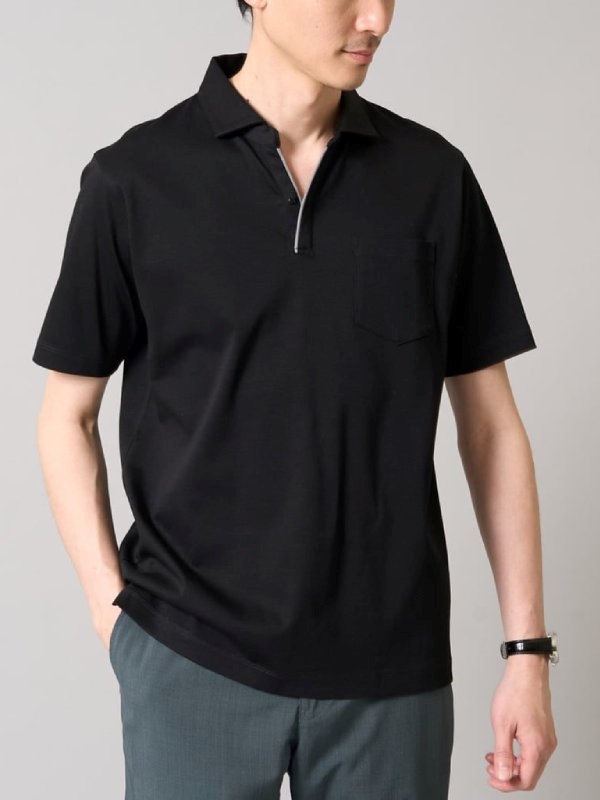 絲光滑順布 Polo 衫(黑色(94)/46)