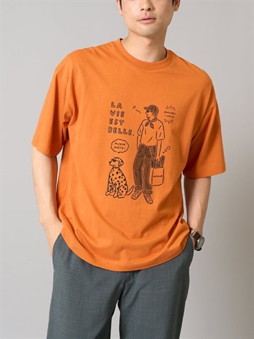 插畫家聯名寬版剪裁上衣(桔色(15)/46)