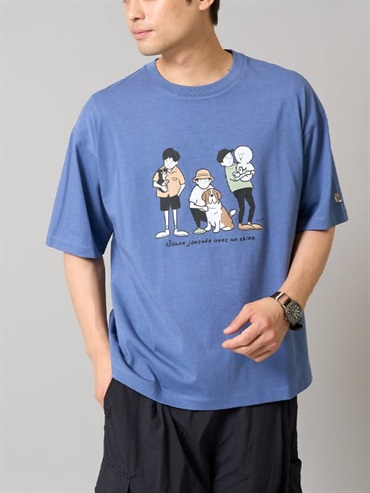 插畫家聯名寬版剪裁上衣(藍色(55)/46)