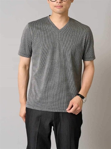 千鳥格提花V領針織上衣