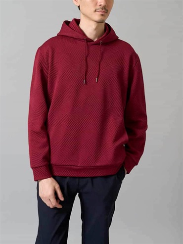 幾何壓花提花套頭帽T(玫紅色(05)/46)