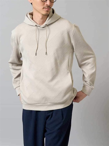 幾何壓花提花套頭帽T(淺灰色(91)/46)