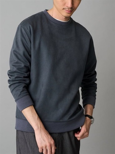 斜紋壓紋仿麂皮套頭上衣(藍色(55)/46)