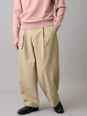 附腰帶寬錐形休閒長褲(米色(82)/46)