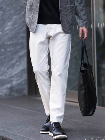 彈性合身長褲(米白色(80)/46)