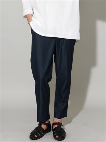 牛仔風彈性半寬鬆九分褲(海軍藍(57)/46)