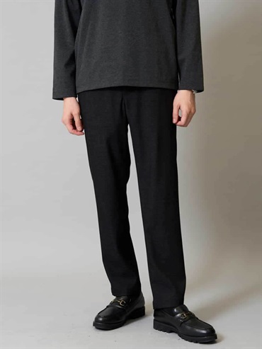 牛仔布感彈性半寬鬆長褲