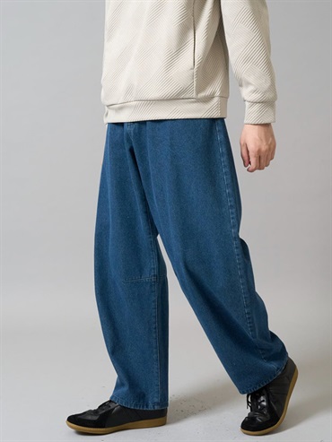 牛仔桶型寬鬆休閒褲