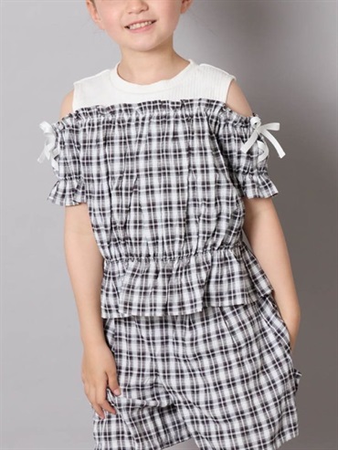 袖口綁帶露肩上衣