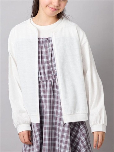 條紋提花開襟外套(白色(90)/14)