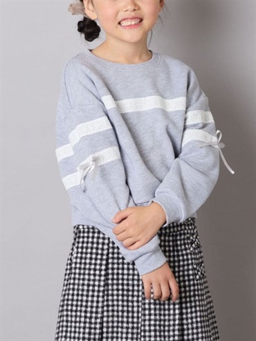 蕾絲條紋圓領衛衣